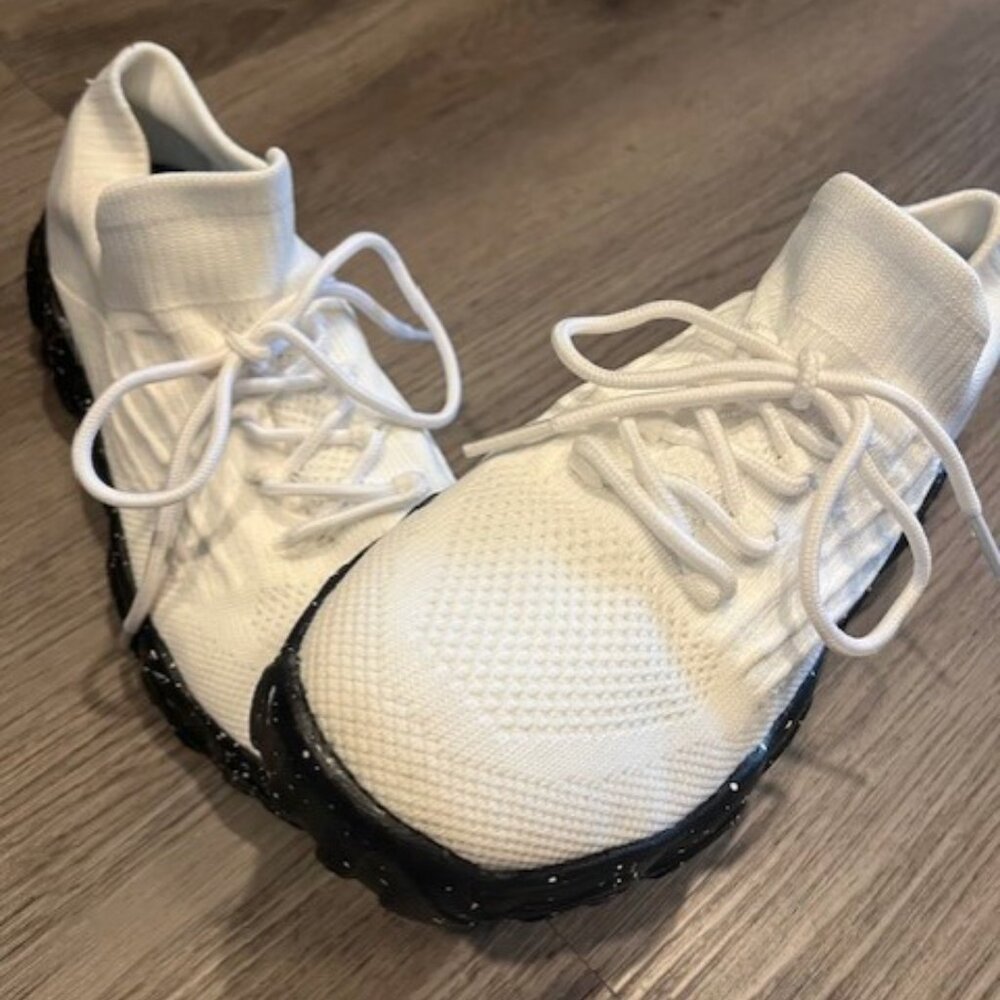 Women's Flying Woven Sneakers, Lightweight Lace Up Sock Shoes Size 8